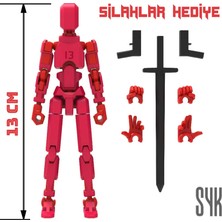 SYK Design Robot 13 Dummy Kırmızı Kırmızı Tüm Eklemleri Hareketli Aksiyon Figürü Oyuncak