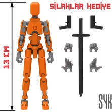 SYK Design Robot 13 Dummy Turuncu Gri 13 cm Hareketli Aksiyon Figürü Hediyelik Oyuncak