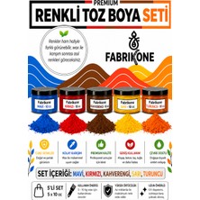 Fabrikone Toz Mum Boyası Seti 10 cc 5'li – Soya & Parafin Wax Için – Kırmızı, Sarı, Mavi, Kahverengi, Turuncu BKFAB5KSRMKHT10G