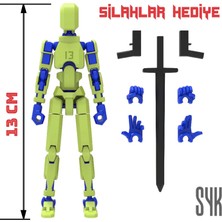 SYK Design Robot 13 Dummy Fıstık Yeşil Mavi Tüm Eklemleri Hareketli Aksiyon Figürü Oyuncak
