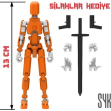 SYK Design Robot 13 Dummy Turuncu Beyaz Tüm Eklemleri Hareketli Aksiyon Figürü Oyuncak
