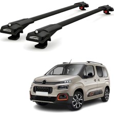 Rekapa Citroen Berlingo Mk3 2019-2022 Uyumlu Ara Atkı Tavan Barı , Araç Üstü Ekipman Taşıma Barı , 2 Adet - Siyah