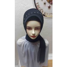 Ergül Hazır Duvak Simsiz Siyah Nuray Model Hazir Turban,hazır Duvak,hazır Şal,abiye Şal, Düğün,sünnet,mezuniyet