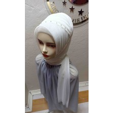 Ergül Hazır Duvak Simsiz Beyaz Nuray Hazir Turban,hazır Duvak,hazır Şal,abiye Şal, Düğün,sünnet,mezuniyet