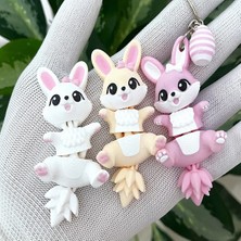 Brand House Çok Renkli 3D Flexi Tavşan V2 Anahtarlık Charm Sevimli Çanta Süsü Bag Charm Hediyelik Aksesuar
