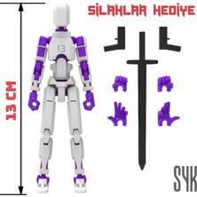 SYK Design Robot 13 Dummy Beyaz Mor Tüm Eklemleri Hareketli Aksiyon Figürü Oyuncak