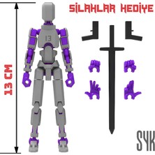 SYK Design Robot 13 Dummy Gri Mor Tüm Eklemleri Hareketli Aksiyon Figürü Oyuncak