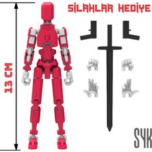 SYK Design Robot 13 Dummy Kırmızı Beyaz Tüm Eklemleri Hareketli Aksiyon Figürü Oyuncak