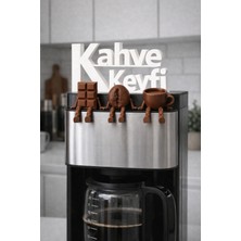 Printella Kahve Keyfi Dekoratif Yazı + Sallanan Ayaklı 3’lü Figür Seti Kahve Köşesi Mutfak Süs