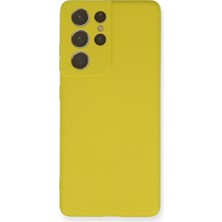 Ulu Pazarlama Samsung Galaxy S21 Ultra Kılıf Nano Içi Kadife Silikon - Sarı