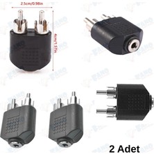 Fano Elektronik-(2 Adet)3.5mm Ses Stereo Jak 2 Rca Erkek Ses Jack Konnektör Dönüştürücü