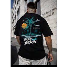 Punix Punıx Büyük Beden Enjoy Beach Sırt Baskılı Yazlık Rahat Kalıp Erkek Battal T-Shırt