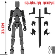 SYK Design Robot 13 Dummy Koyu Gri Siyah Tüm Eklemleri Hareketli Aksiyon Figürü Oyuncak