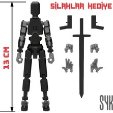 SYK Design Robot 13 Dummy Siyah Gri 13 cm Aksiyon Figürü Hediyelik Çocuklar İçin Eğlenceli