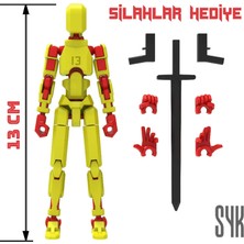 SYK Design Robot 13 Dummy Sarı Kırmızı Tüm Eklemleri Hareketli Aksiyon Figürü Oyuncak