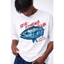 Premium Balık Desenli Oversize Tişört %100 Pamuk Unisex