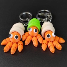 Brand House Çok Renkli 3D Flexi Yengeç V1 Anahtarlık Charm Sevimli Çanta Süsü Bag Charm Hediyelik Aksesuar