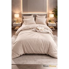 More Home Çift Kişilik Yorgan Kılıfı + Yastık Kılıfı (Çarşafsız) Bej