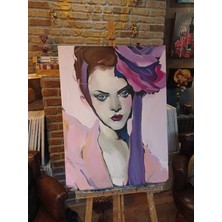 Galeri Mavi “woman” Akrilik Röprodüksiyon Tablo | 50X70 cm | Kanvas | Çerçevesiz | El Yapımı