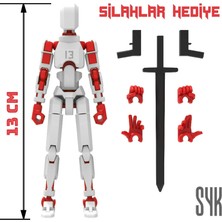 SYK Design Robot 13 Dummy Beyaz Kırmızı Tüm Eklemleri Hareketli Aksiyon Figürü Oyuncak