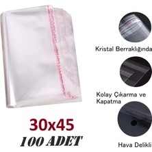 Jokey Ambalaj 30X40+5 ŞEFFAF-Berrak O.p.p. Toz Tutmayan Hava Delikli Yapışkan Bantlı Paketleme Poşeti (100 Adet)