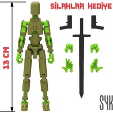 SYK Design Robot 13 Dummy Haki Yeşil Yeşil Tüm Eklemleri Hareketli Aksiyon Figürü Oyuncak