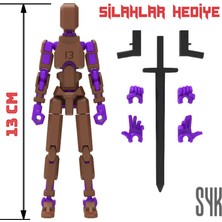 SYK Design Robot 13 Dummy Kahverengi Mor Tüm Eklemleri Hareketli Aksiyon Figürü Oyuncak