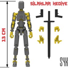 SYK Design Robot 13 Dummy Koyu Gri Sarı Tüm Eklemleri Hareketli Aksiyon Figürü Oyuncak