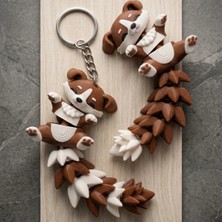 Brand House Çok Renkli 3D Flexi Kuyruklu Köpek V1 Anahtarlık Charm Sevimli Çanta Süsü Bag Charm Hediyelik