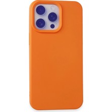 Ulu Pazarlama Apple Iphone 15 Pro Max Kılıf Nano Içi Kadife Silikon - Turuncu