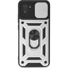 Ulu Pazarlama Samsung Galaxy A03 Kılıf Pars Lens Yüzüklü Silikon - Gümüş