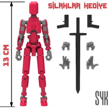 SYK Design Robot 13 Dummy Kırmızı Gri Tüm Eklemleri Hareketli Aksiyon Figürü Oyuncak