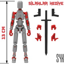 SYK Design Robot 13 Dummy Gri Kırmızı Tüm Eklemleri Hareketli Aksiyon Figürü Oyuncak