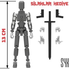 SYK Design Robot 13 Dummy Koyu Gri Beyaz Tüm Eklemleri Hareketli Aksiyon Figürü Oyuncak