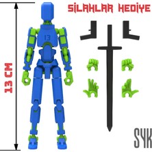 SYK Design Robot 13 Dummy Mavi Yeşil Tüm Eklemleri Hareketli Aksiyon Figürü Oyuncak