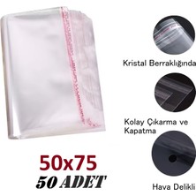 Jokey Ambalaj 50X70+5 ŞEFFAF-Berrak O.p.p. Toz Tutmayan Hava Delikli Yapışkan Bantlı Paketleme Poşeti (50 Adet)