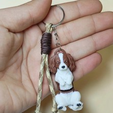 Brand House Çok Renkli 3D King Charles Cocker Spaniel V1 Flexi Köpek Anahtarlık Charm Çanta Süsü