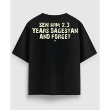 Siyah Oversize Baskılı Erkek Tişört