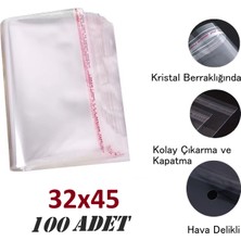 Jokey Ambalaj 32X40+5 ŞEFFAF-Berrak O.p.p. Toz Tutmayan Hava Delikli Yapışkan Bantlı Paketleme Poşeti (100 Adet)