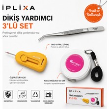 İplixa Iplixa 3’lü Dikiş Yardımcı Seti (Sarı / Mavi) – Twe-6 Cımbız + Ölçülü Ilik Açıcı + 150 cm Askılı Mezura | Profesyonel Terzi Seti