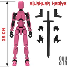 SYK Design Robot 13 Dummy Pembe Siyah Tüm Eklemleri Hareketli Aksiyon Figürü Oyuncak