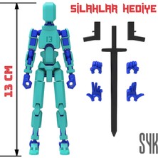 SYK Design Robot 13 Dummy Turkuaz Mavi Tüm Eklemleri Hareketli Aksiyon Figürü Oyuncak