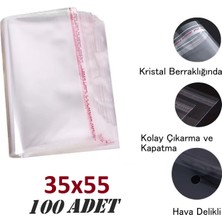 Jokey Ambalaj 35X50+5 ŞEFFAF-Berrak O.p.p. Toz Tutmayan Hava Delikli Yapışkan Bantlı Paketleme Poşeti (100 Adet)