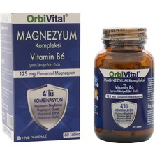 Orbi Vital Magnezyum Kompleks 60 Tablet | Bisglisinat, Taurat, Sitrat, Malat ve B6 Vitamini