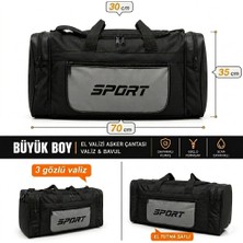 Neler Geldi Neler Büyük Boy El Valizi Asker Çantası 70 cm Spor Seyahat Çantası 3 Gözlü Dayanıklı Valiz & Bavul