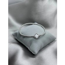 Vip Silver Beyaz Mineli Yonca Model Bileklik