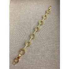 Vip Gold Yuvarlak Sıralı Model Kararmaz Çelik Şık Bileklik 17+2 cm