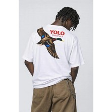 Yolo Preserve It Baskılı Oversize Beyaz Tişört %100 Pamuk Unisex