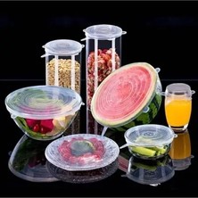 Byanes Silikon Streç Kapak 6'lı Kapak Gıda Koruyucu Tencere Tabak Bonesi Şeffaf
