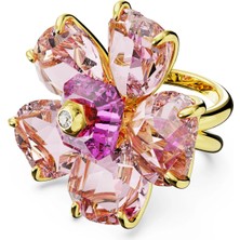 Swarovski Florere Yüzük Flower Pembe Sari Altin Rengi Kaplama 50